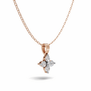 Flower Diamond Cluster Pendant(without pendant) - 18Kt Rose Gold vermeil